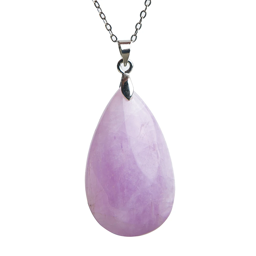 

Top Natural Purple Kunzite Cat Eye Pendant Gemstone Women Men 37x22x8mm Fashion Water Drop Crystal Reiki Jewelry AAAAA
