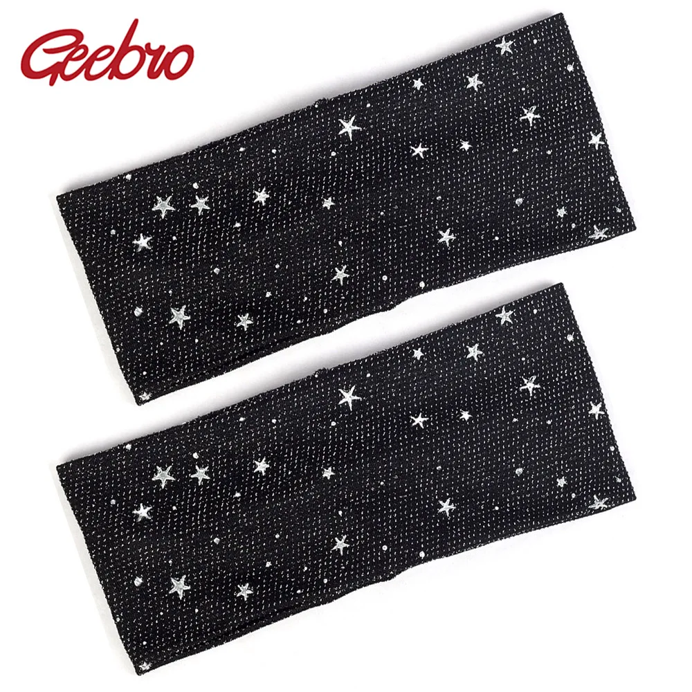 

Geebro Women Blacke Headband Sliver Dot Star Head Wrap Fashion Accessories Turban Wraps Female Elastic Hairband Plain Flat DQ789
