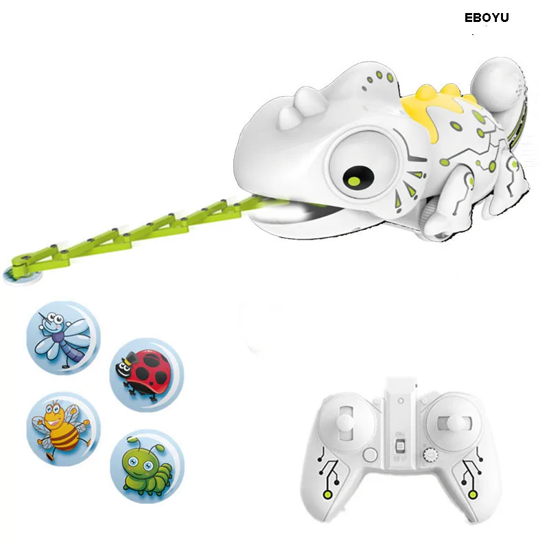 

EBOYU 777-618 RC Chameleon Toy with Multi Colored LED Lights and Bug Catching Action RC Robot Hungry Chameleon Pet Gift Toy