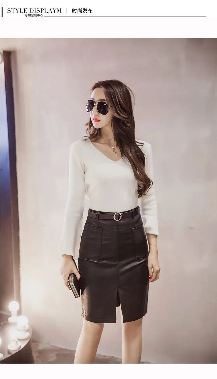 RUBU, женские осенние юбки, зимние, модные, черные, из искусственной ...