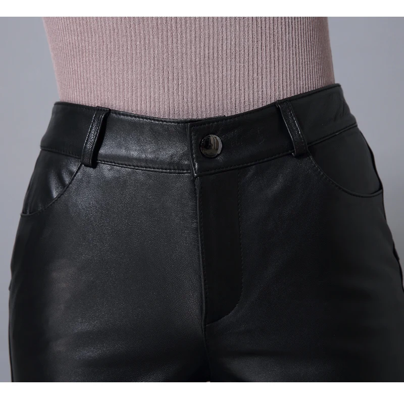 Winter New Arrive Sheepskin Genuine Leather Pants Female Pencil Pants Plus Velvet Thickening Genuine Leather Skinny Pants Winter New Arrive Sheepskin Genuine Leather Pants Female Pencil Pants Plus Velvet Thickening Genuine Leather Skinny Pants