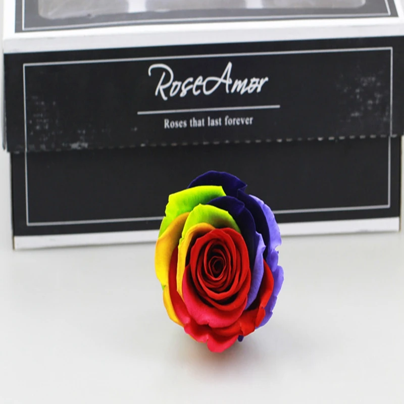 Класс сохраненные цвета радуги красочные реальные засушенные розы размер головы 5-6 см для места украшения цветок материал diy подарок