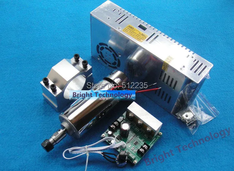 

DC ER11 0.4KW 400W Air-cooling Cooled Spindle Motor+ Mach3 Speed Governor Regulator+52mm Spindle Fixture+ Power Supply