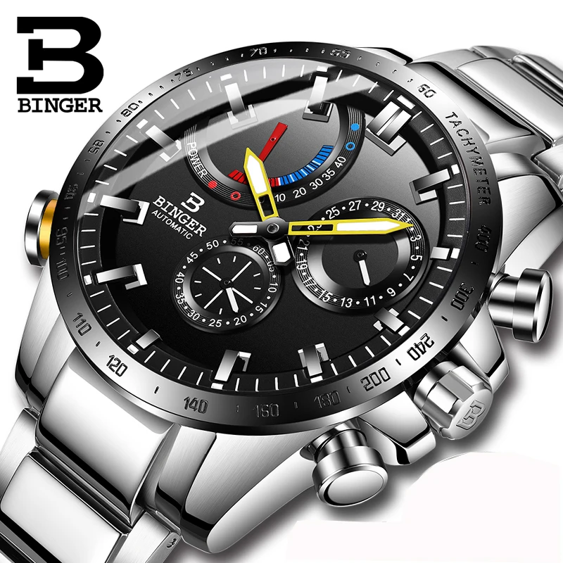 Часы мужские швейцарские Бингер люксовый бренд Мужские часы автоматические механические мужские часы сапфировые водонепроницаемые энергетический дисплей BS03-1