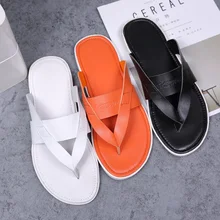 2019 New Trend Men Leisure slippers Soft Sole Slippers Men Black Orange Slide Flip Flops Mens Summer Male Beach Shoes Flat