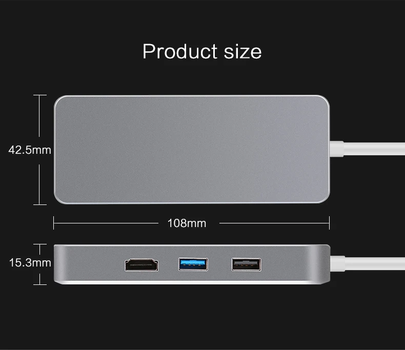 Thunderbolt3 док-станция USB C концентратор USB3.1 типа c на HDMI; Ethernet адаптер tf/sd кард-ридер кабель для macbook pro2017dell xps