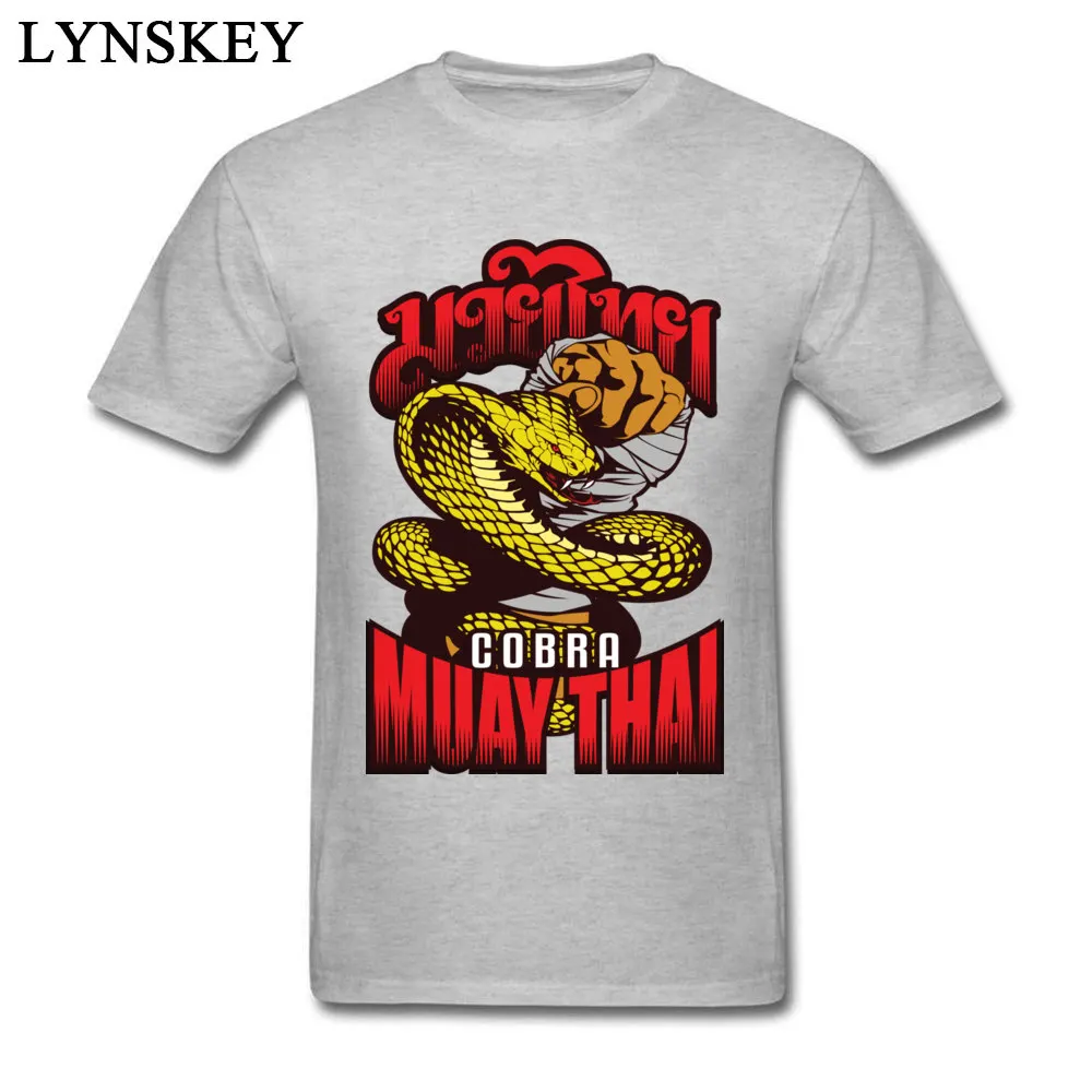 Printed On Men Casual T Shirts Discount Summer Short Sleeve O Neck Cotton Tops Shirts Slim Fit Clothing Shirt Top Quality cobra muay thai thailand martial art grey