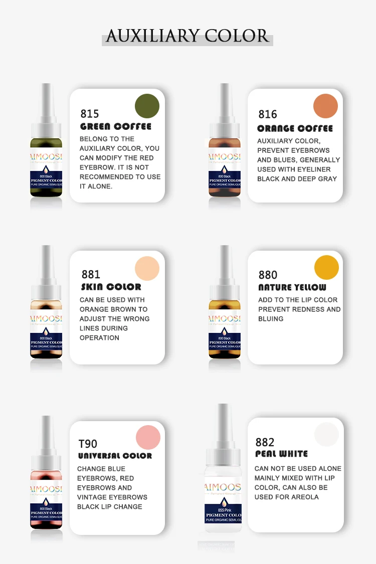 Aimoosi Татуировка Перманентный макияж Чернила для бровей Перманентная Татуировка пигмент нано Чистый органический микроблейдинг губ татуировки цвета чернил