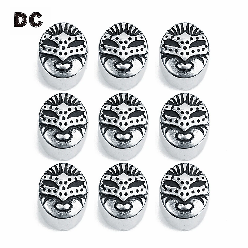 F7028A Designer Wholesale Fashion Mask Face Metal Tube Charm Beads Special Oval Charms Bead for DIY Jewelry Making