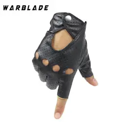 WarBLade черный PU Половина Finger вождения Показать Для женщин перчатки панк Джаз перчатки без пальцев для Для женщин Luva Guantes Eldiven