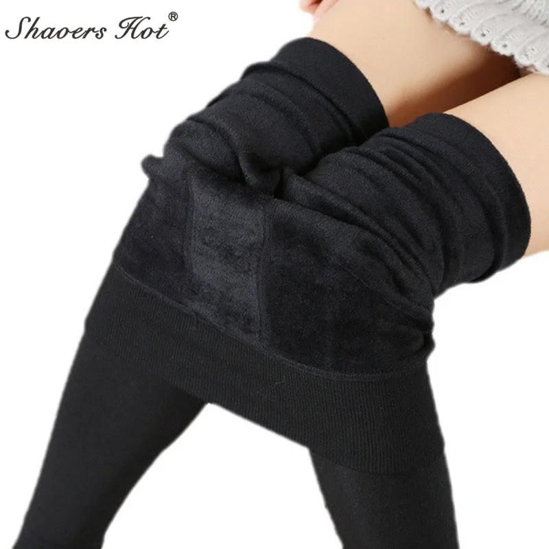 

8 Colors 2016 Winter Women Warm S-XL Leggings Elastic High Waist Plus Velvet Faux Thick Slim Stretch Thick Trousers Female