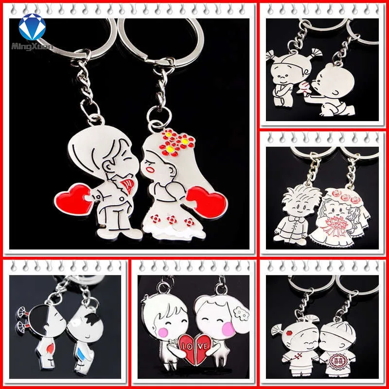 

Novelty Items Casual Couple Love Keychain Cartoon Key chain Lovers Key ring Women Wedding Jewelry Accessory Valentines Gift