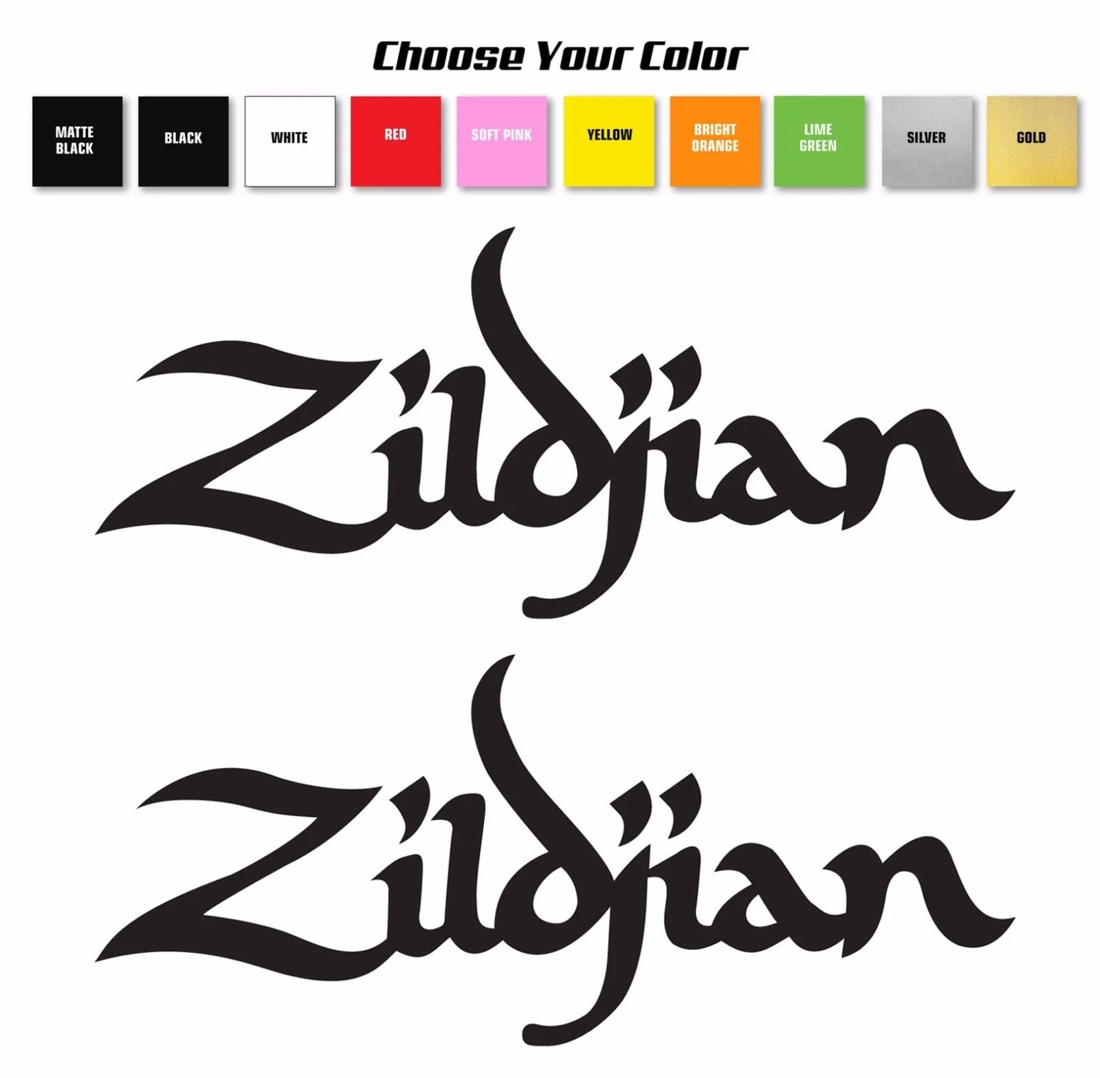 

For 1PAIR Zildjian Cymbals / Drummer / Diecut Decal Pair Set 3.6"x8.5" / Pick Your Color