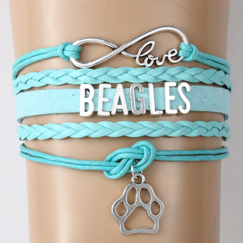 Браслет Infinity Love Beagles плетеный браслет в виде лапы подарок для любителей животных