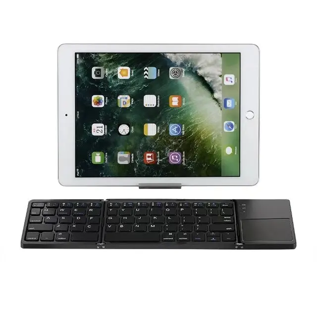 Folding Touch Wireless Bluetooth Keyboard Aluminum Foldable Universal Travel Keypad for iphone ipad PC tablet samsung amazon 1__ICO4666 (12)