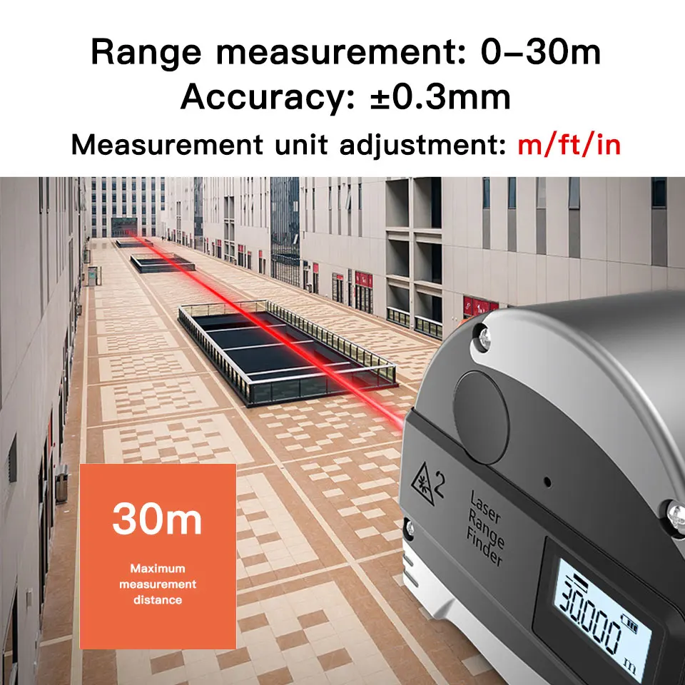 Мини лазерный дальномер Рулетка 5 m/30 m/FT/IN usb зарядка Высокоточный цифровой лазерный измеритель портативный измерительный инструмент