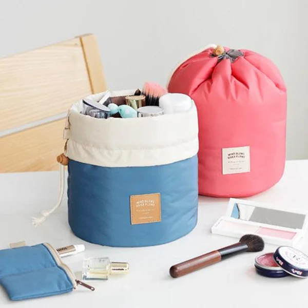 New Arrival Women Fashion Cosmetic Bag Cylindrical Shape String New Arrival Women Fashion Cosmetic Bag Cylindrical Shape String Large Capacity Make Up 2 Colors Multifunctional Storage Bags In Cases