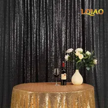 Идеально 10FTx10FT элегантный черный блесток фон ткани Photo booth фон Свадебные Шторы на Рождество/свадебный Декор