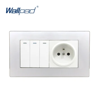 

3 Gang 2 Way EU Socket French Standard Wallpad Luxury Acrylic Panel Wall Electric Outlet 146*86mm