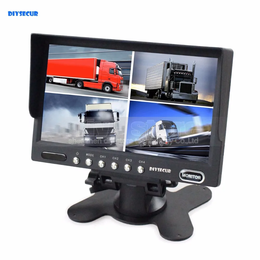

DIYSECUR High Quality 7 Inch Split Quad Display Color Video Security Monitoring CCTV Monitor