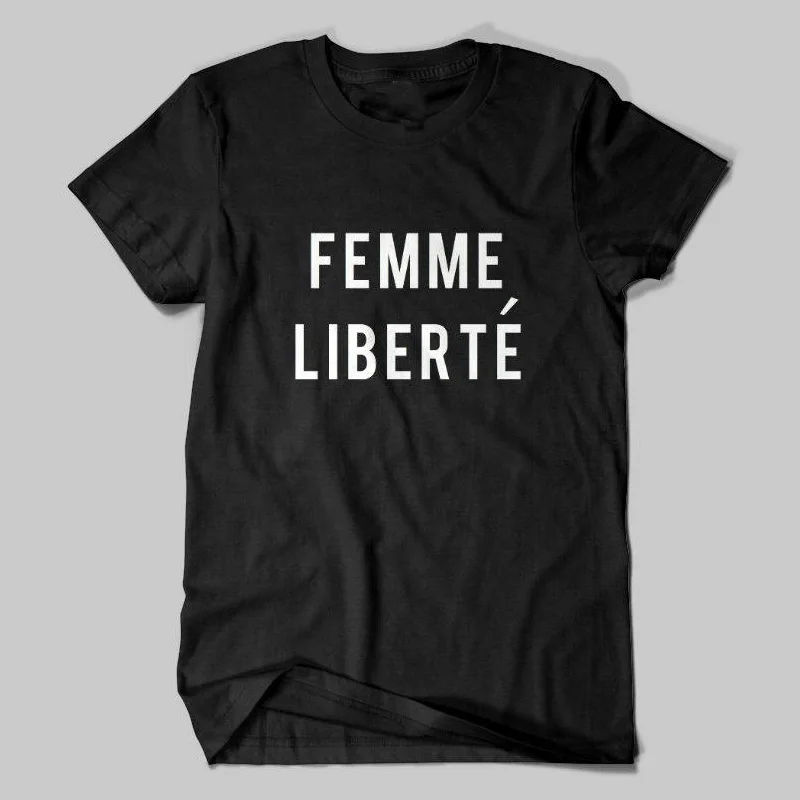 Femme Футболка Liberte женские Забавный Графический женских футболка из хлопка с