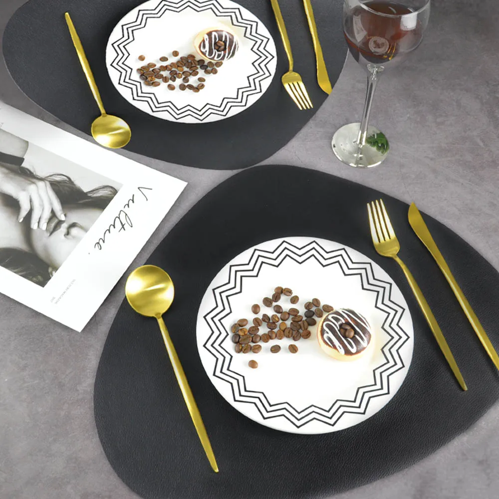 Chic Tableware Pad Placemat Pu Leather Table Mat Heat Insulation