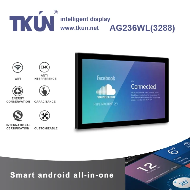 TKUN 23,6 дюймовый android все-в-одном. Емкостный Мультитач, настраиваемый, Промышленный и коммерческий наружный дисплей AG236WL(3288