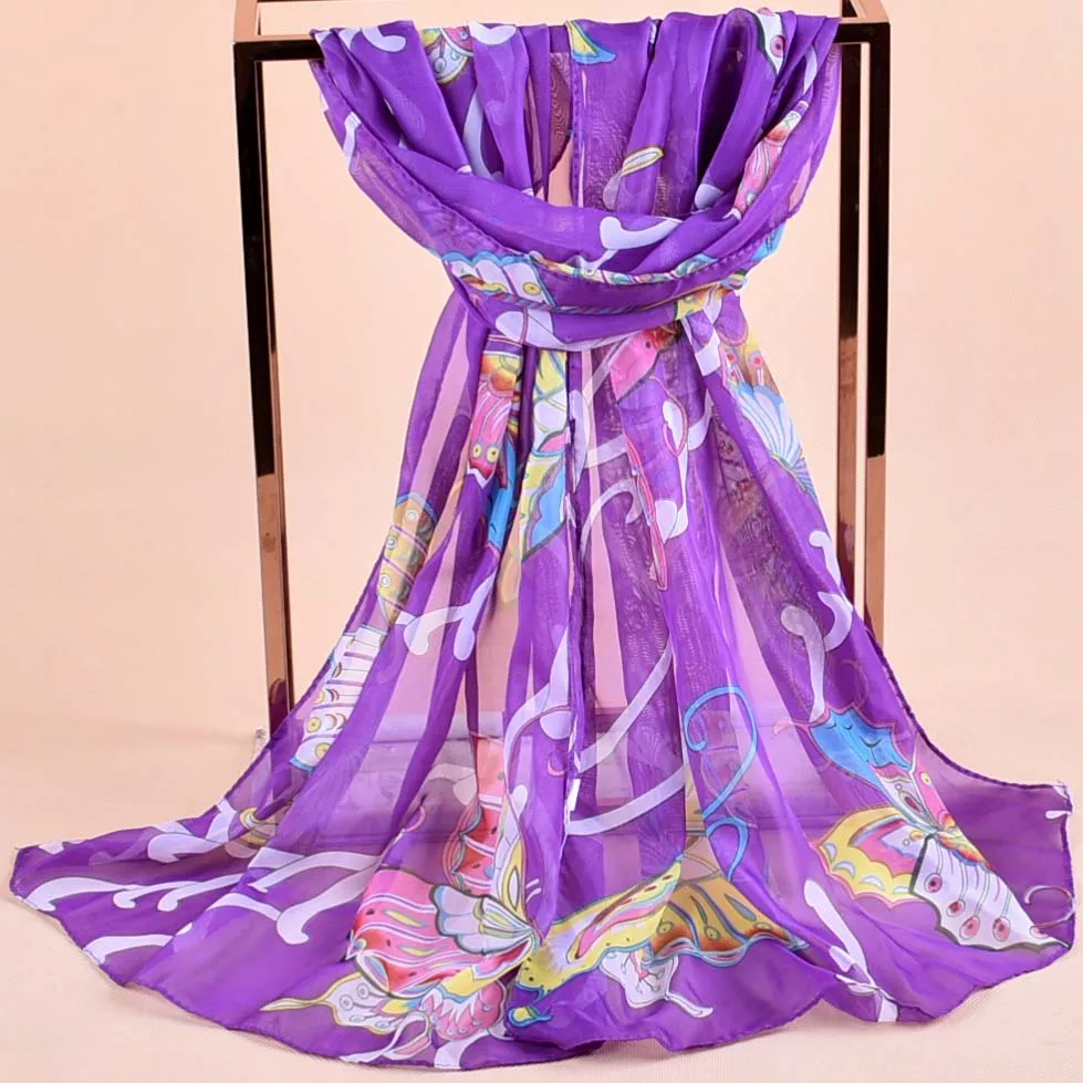 

2019 scarf thin chiffon polyester silk scarf spring and autumn accessories women's summer sunscreen cape luxury brand