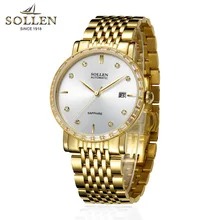 Золотые мужские механические часы брендовые Роскошные Бизнес Мужские механические часы драгоценный камень, бриллиант водонепроницаемые Reloj Hombre высокого класса