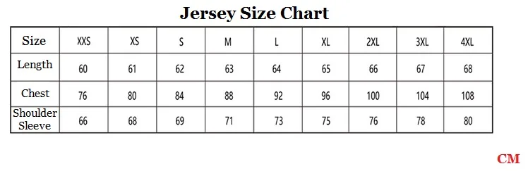 Jersey Size Chart