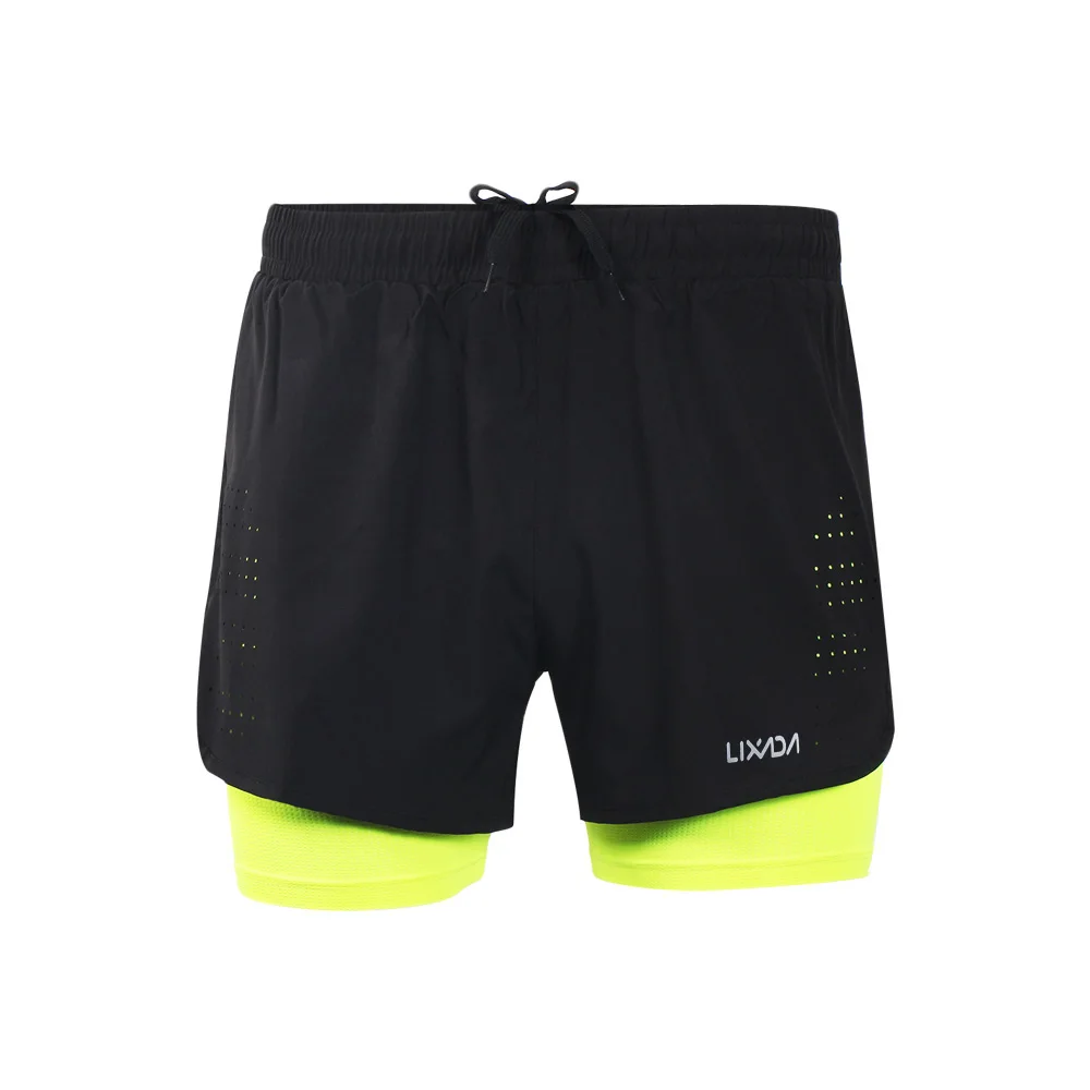 Lixada мужские шорты 2 в 1 для бега, мужские спортивные шорты, быстросохнущие спортивные шорты для тренировок, пробежек, велосипедных шорт с более длинной подкладкой