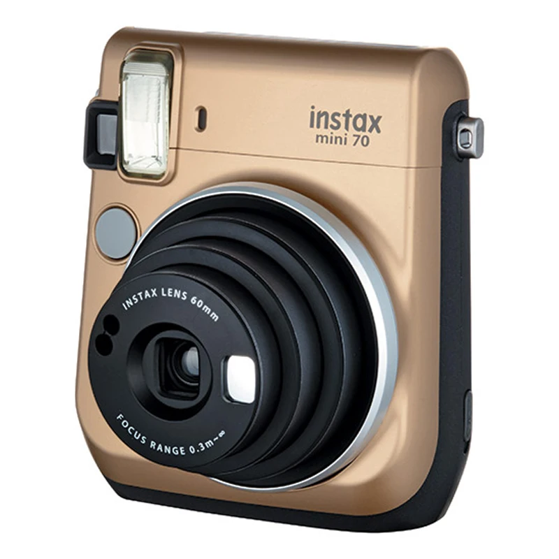 Fujifilm Instax Mini 70 мгновенная пленка Золотая с стильным плечевым ремнем + Fuji 100 фото