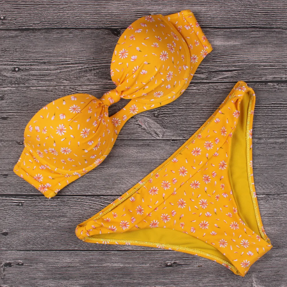 

2019 New Bikini Womens Push Up Floral Bathing Suit Bikini Swimwear Floral Push Up Bathing Suit Brazilian Bikini for Women
