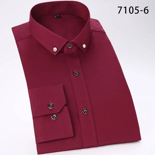 Приталенная Высококачественная Хлопковая мужская одежда, рубашки, мягкая удобная деловая Мужская рубашка с воротником на пуговицах - Цвет: 7105MU6