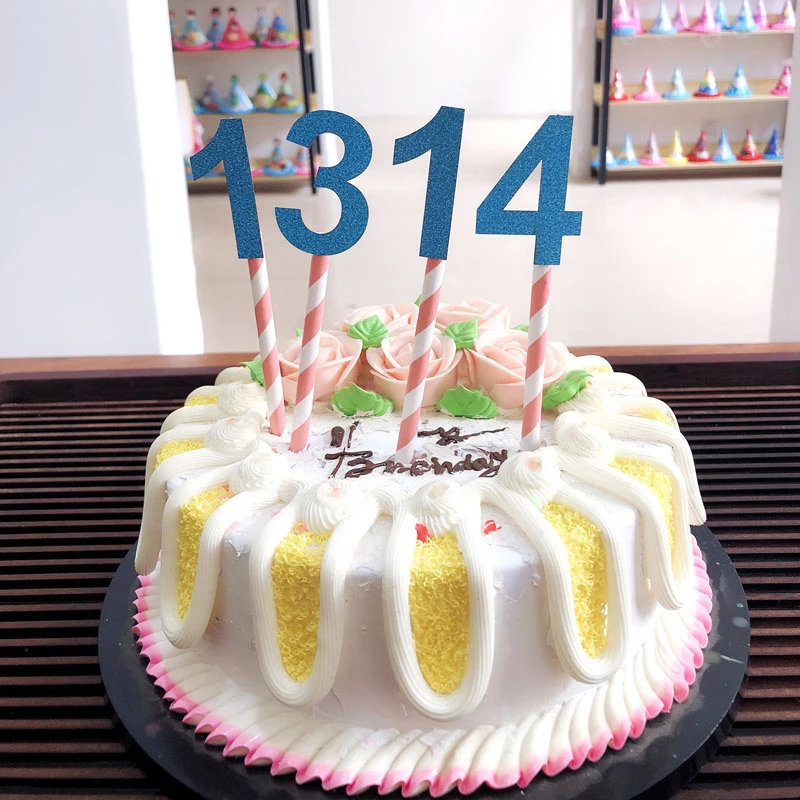 2bags 20pcs DIY Number Stick Cake Decor Ice-cream Cupcake Toppers Picks Boy Girl Kids Birthday Party Festival Dessert | Дом и сад