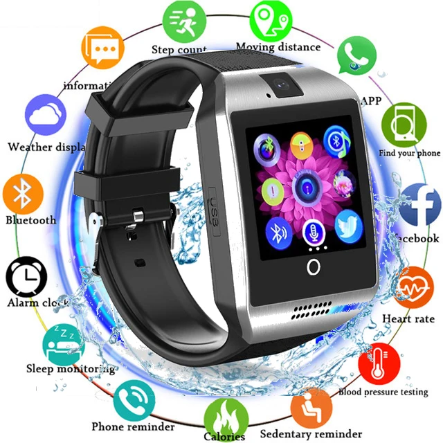 

Bluetooth Smart Watch Men Q18 with Camera Facebook Whatsapp Twitter Sync SMS Smartwatch Support SIM TF Card for IOS Android
