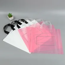 10 шт. 29x28x6 см розовый/белый большие пластиковые пакеты Одежда Подарочный пакет пластиковая сумка для покупок с ручкой Пользовательский логотип
