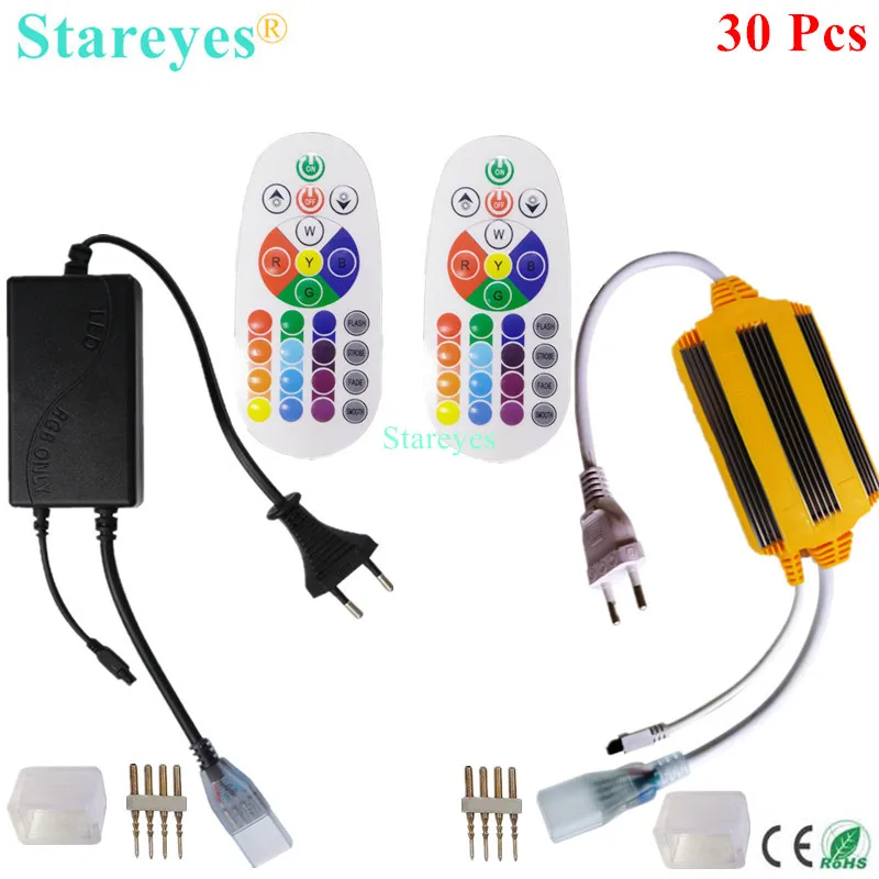 

30 Pcs AC220V strip RGB Remote Controller for 5050 3528 8mm 10mm PCB RGB Led Strip Light 25 key IR Touch Remote Dimmer Control