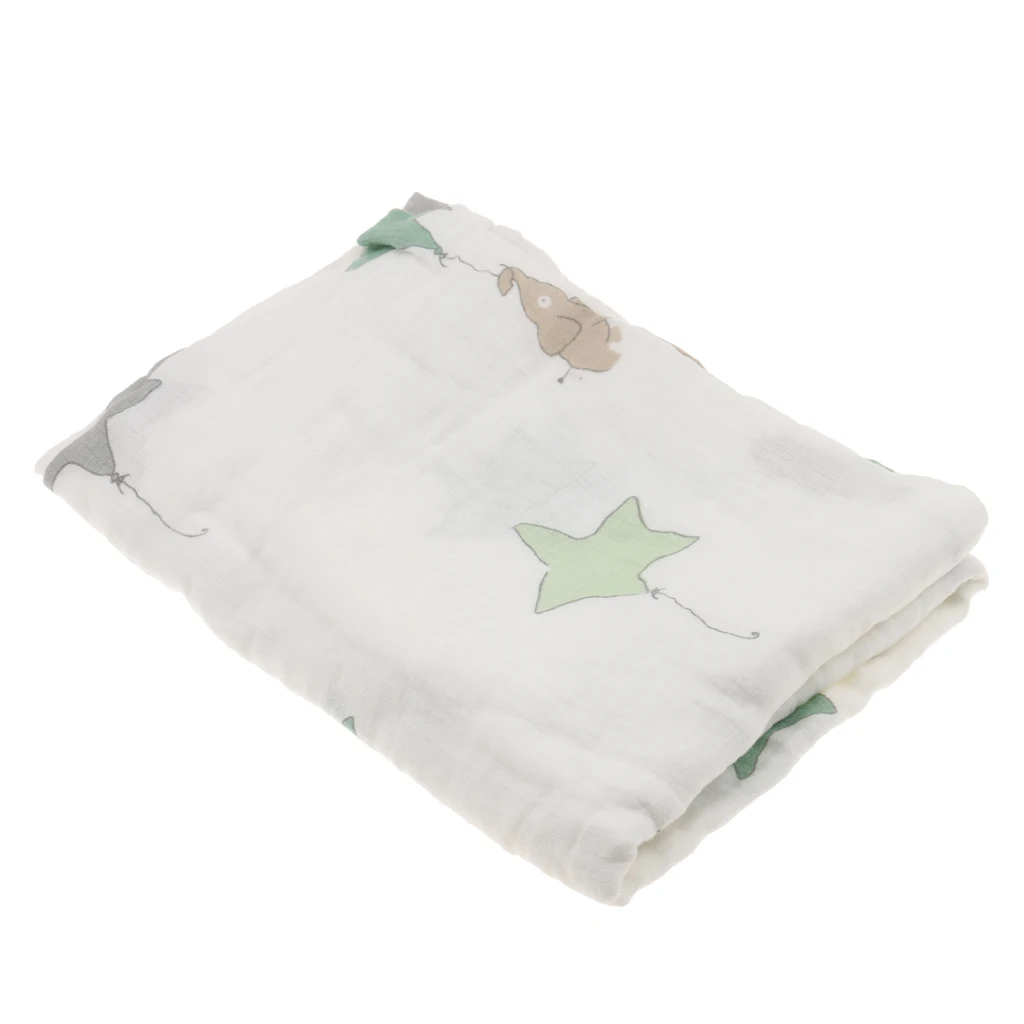One Piece Muslin Cotton Blanket Infant Baby Bedding Blanket Swaddle Bath Towel Stars for Buggy Pram Car Seat Sling Cot Crib