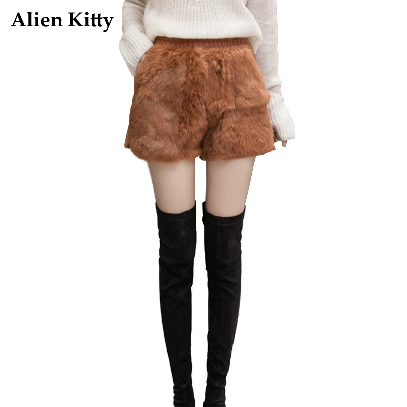 Autumn Winter Ladies Purple Velvet Shorts Elastic Waist