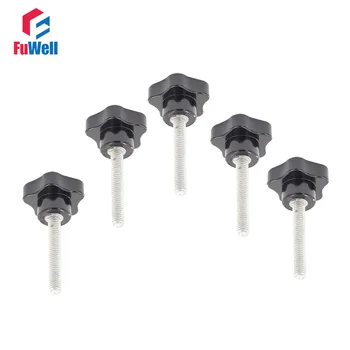 

5pcs M10 Thread Star Knob 50mm Head Dia. Screw on Type Clamping Knob 15/20/25/30/35/40/45/50/60/70mm Length Clamping Grips Knob