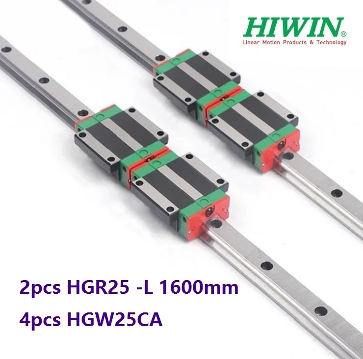 2шт оригинальный HIWIN Rail HGR25 L 1600 мм линейная направляющая + 4 шт. HGW25CA HGW25CC фланцевые