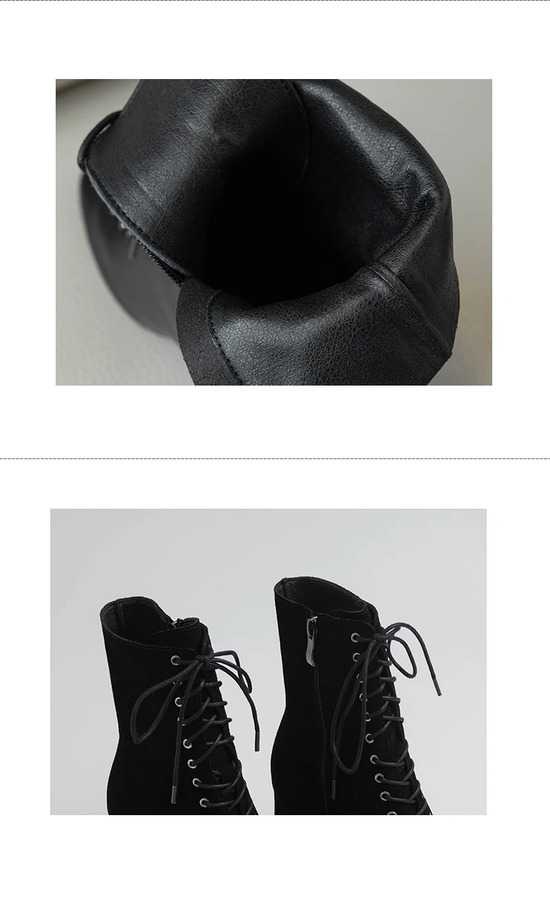 Зимние сапоги женские кожаные женские ботинки черные ботинки на шнуровке 6 см