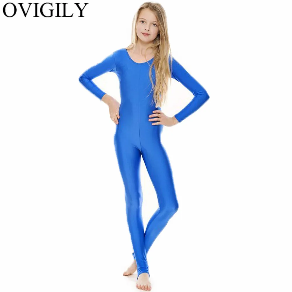 Girls Long Sleeve Unitards for Gymnastics Childrens One Piece Dance Bodysuits Stage Performance Costumes For OVIGILY dance leotard girls dance costumes