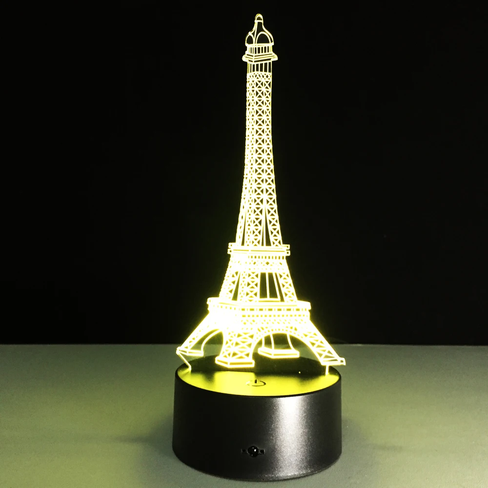 

Romantic France Eiffel Tower 3D LED Night Light RGB Changeable Mood Lamp USB Decorative Table Lamp Kids Friends Gift