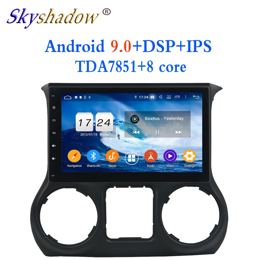 Excellent 10.1" TDA7851 Android 9.0 For Jeep Wrangler 4GB+32GB Car DVD Player GPS Glonass map RDS Radio wifi Bluetooth 4.2 DVR camera TV 3