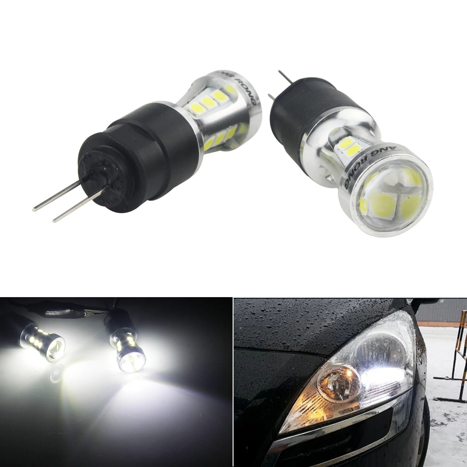 ANGRONG 2x HP24W G4 18 SMD LED Daytime Running Light Bulbs For Citron