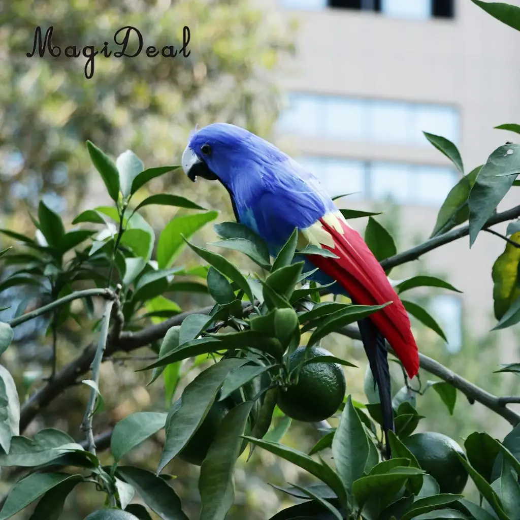 12'' / 30cm Decorative Feather Parrot Model Artificial Bird Statue Macaw Figurine Fancy Dress Props Garden Lwan Tree Decor