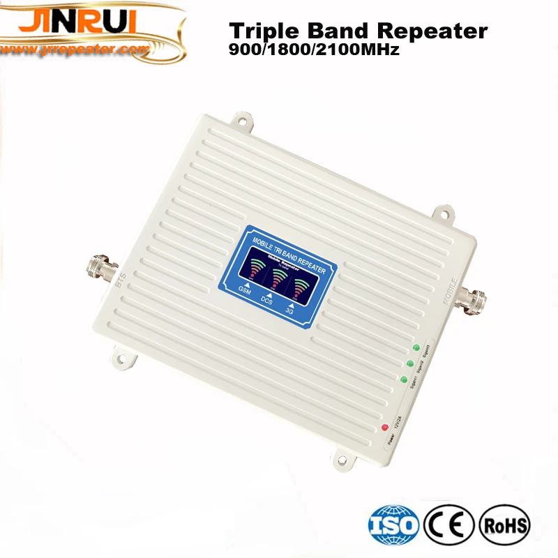 70dB Gain 2g 3g 4g Tri Band Signal Booster 900 1800 2100 GSM WCDMA UMTS LTE Cellular Repeater 90018002100mhz Amplifier kit (6)