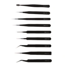 9 шт. прецизионный антистатический набор из нержавеющей стали для электроники, Ювелирный Комплект пинцетов